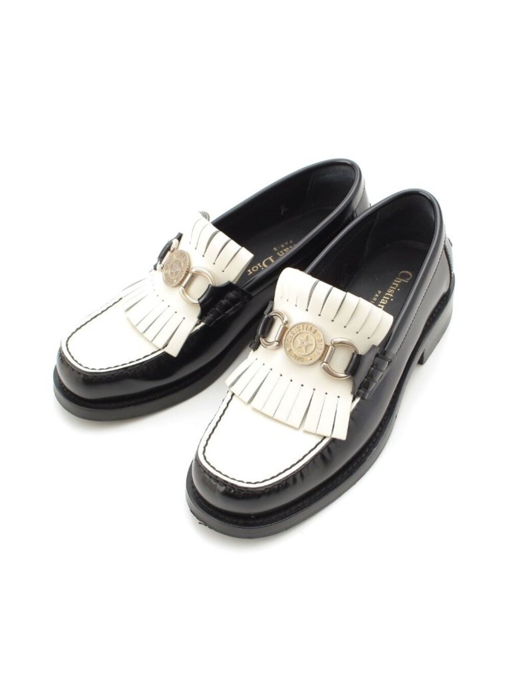 Dior Boy Platform Moccasins Loafers Shoes Bicolor White Black